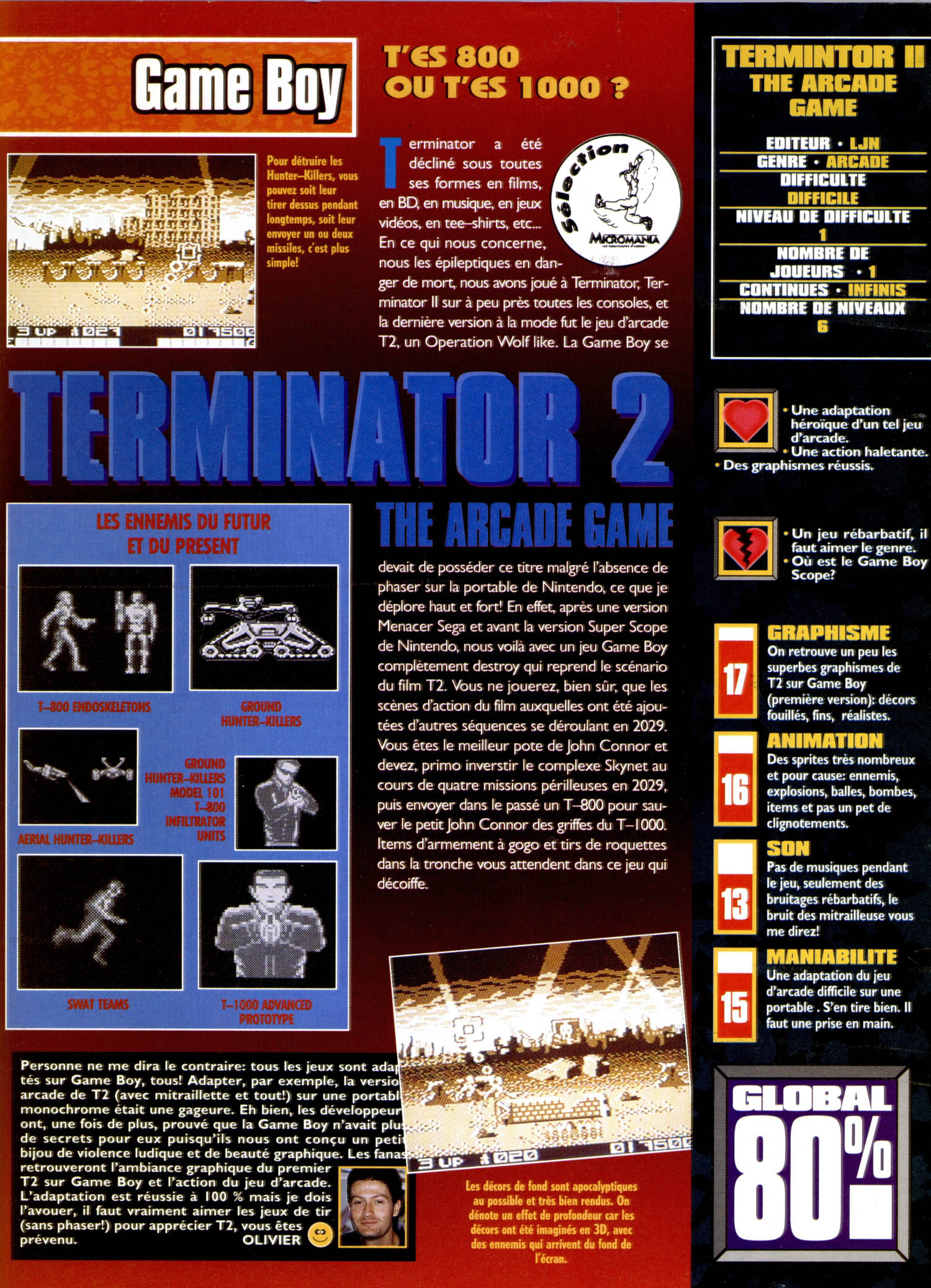T2 the Arcade Game NOE-1 (50922) - Informations - Game Boy